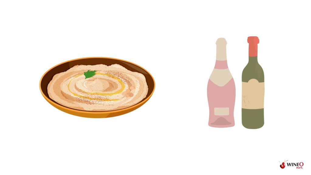 sipping wine with hummus