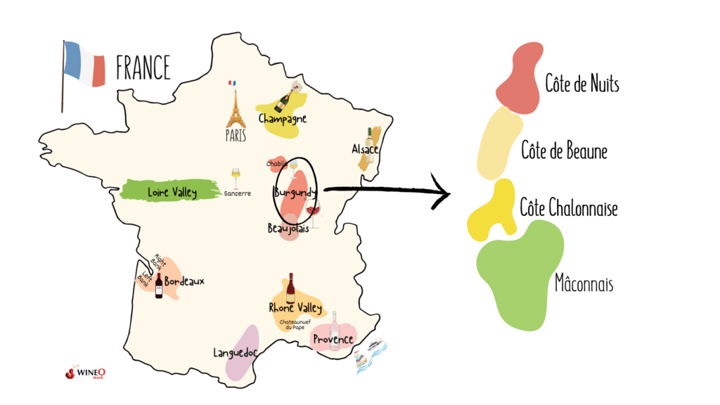 Burgundy Wine Regions Map