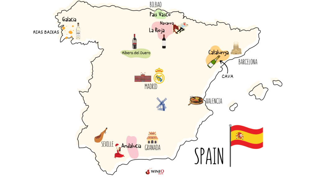 Spain Wine Regions Map Tempranillo grape regions
